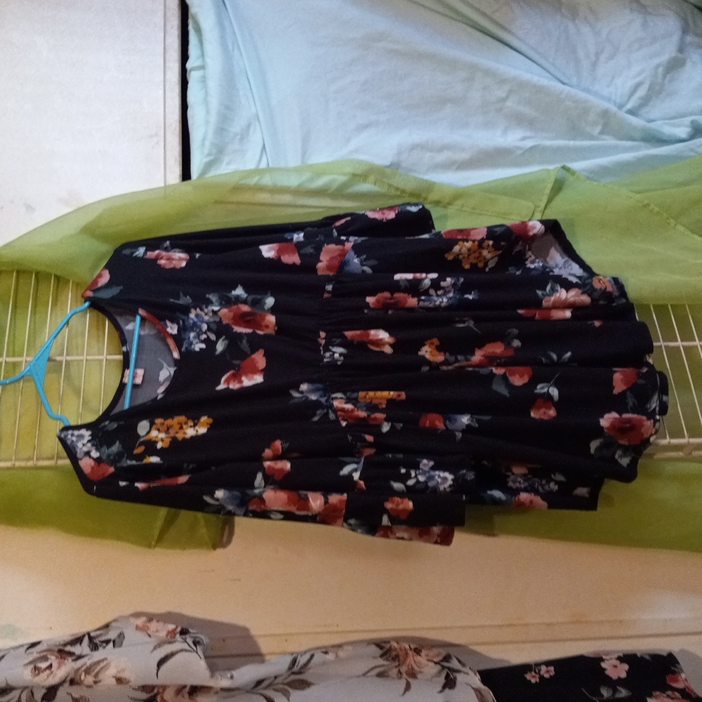 Black and floral cotton shirt